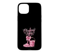 Cute Pink Cleaning Lady Housekeeping Mop & Bucket Case for iPhone 15 Plus
