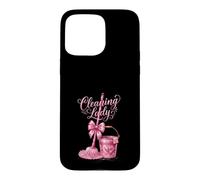 Cute Pink Cleaning Lady Housekeeping Mop & Bucket Case for iPhone 15 Pro Max