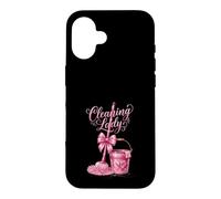 Cute Pink Cleaning Lady Housekeeping Mop & Bucket Case for iPhone 16