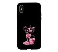 Cute Pink Cleaning Lady Housekeeping Mop & Bucket Case for iPhone X/XS