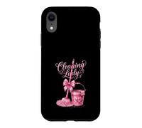 Cute Pink Cleaning Lady Housekeeping Mop & Bucket Case for iPhone XR