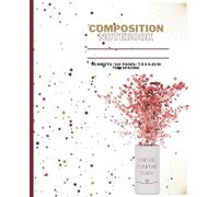 Cute Pink Composition Notebook With Red & Gold Stars, Thin Spaced Lines: 7.5 by 9.25 inches, 110 Pages, Beautiful Starry Cover for School, Work, or Journaling