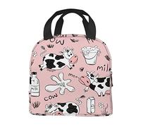 Cute Pink Cows Lunch Box Tote Lunch Bag Insulated Portable Meal Bag Handbags For Adults Women Men Teens Suitable Work Picnic
