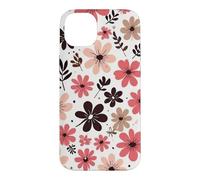 Cute Pink Cream Daisy Flowers Leaves Pattern Floral Case for iPhone 14 Plus