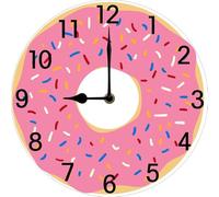 Cute Pink Donut Clock, Donut Wall Clock for Girl Room Decor, Silent Non Ticking Battery Operated 25x25CM Birthday Gift Valentine Gift for Her/Wife