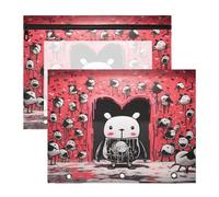 Cute Pink Doodle Penguin 3 Ring Binder Clear Binders Pencil Pouches Bags Case(2 Pack)