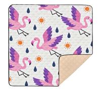 Cute Pink Flamingos Large Non-Slip Baby Playmat for Indoor Outdoor Waterproof Foldable Newborns Kicking Mat for Baby Kids Toddlers Infants, 50'' x 50''