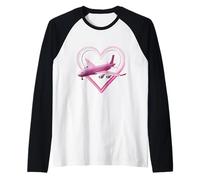 Cute Pink Flight Funny Unisex Design for Men Women Tee Raglan Baseball Tee