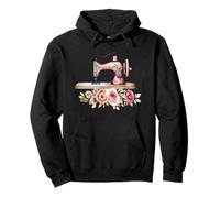 Cute Pink Floral Sewing Machine, for a Sewer Seamstress Pullover Hoodie