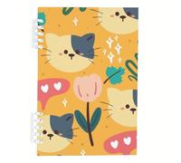 Cute Pink Flower A5 Notebook, Floral and Cat Notebooks, Lined Paper Lined Notebook 120Pages/60Sheets, Workbook for Office, Exercise Books A5 for Study, Study Essentials Women Man