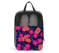 Cute Pink Flowers on Dark Blue Simple Shoe Bag for Travel Daily Use Anti-dust Storage Carrier Golf Shoe Pouch