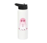 Cute Pink Ghost Holding Candle Spooky Season Stainless Steel Insulated Water Bottle