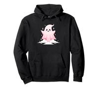 Cute Pink Ghost Kawaii Spooky Season Apparition Pullover Hoodie