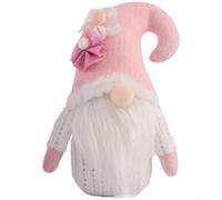 Cute Pink Hat Gnome Couple Dolls With Heart Patterns For Valentine Day Nordic Style Home Decoration Wedding Party Table Centerpiece(Men)