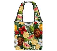Cute Pink Hearts Doodle Style Canvas Tote Bag for Women, Medium Reusable Grocery Totes Washable and Eco-friendly