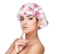 Cute Pink Jellyfish Print Satin Silk Bonnet for Sleeping Women, Adjustable Double Layer Satin Hair Bonnet Night Sleep Cap for Curly Hair