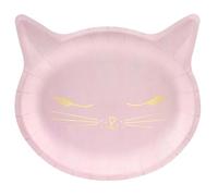 Cute Pink Kitty Cat Party Paper Plates, 22 x 20cm, Pack of 6