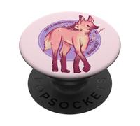 Cute Pink Maned Wolf Fox Dog Cherry Blossom Flowers PopSockets Adhesive PopGrip