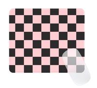 Cute Pink Mouse Pad,Retro Checkered Pattern Mousepad,Square Aesthetic Plaid Waterproof Grid Mouse Mat Design, Non-Slip Rubber Base Computer Funny Boho Mouse Pads, Desk Accessories,Black Pink