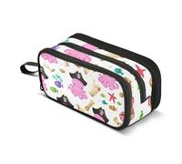 Cute Pink Octopuses Pirates Zipper Pencil Case Pencils Pouch Cute Pen Marker Bag for Girls Stationary Storage Pencil Bags Kids Stationery Back to School Supply 8.86x3.54x4.33in