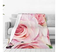 Cute Pink Pastel Roses Blanket Ultra-Soft Micro Fleece Blanket Super Warm Flannel Blankets Lightweight Throw Blankets Air Conditioner Blanket for Office Home Bed Sofa 50"x40"