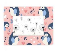Cute Pink Penguin 5x7 Picture Frame, 5by7 Horizontal Photo Frame,Photos Frame 5x7 for Wall Hanging and Tabletop Display, Photo Picture Frame for Vertical or Horizontal Display