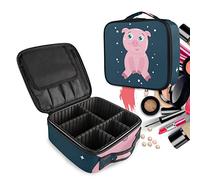 Cute Pink Pig Make Up Bag Toiletry Case Zipper Makeup Cosmetic Bags Organizer Pouch for Free Compartment Women Girls