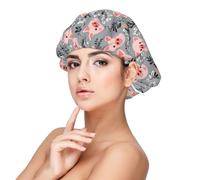 Cute Pink Pig Print Satin Silk Bonnet for Sleeping Women, Adjustable Double Layer Satin Hair Bonnet Night Sleep Cap for Curly Hair