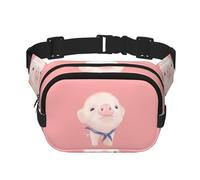 Cute Pink Pig Unisex Adjustable Waist Square Double Layer Waist Pack for Outdoor Activities Travelling Running Hiking
