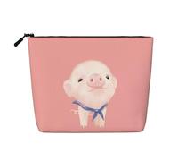 Cute Pink Pig Versatile Travel Toiletry Bag - Fake Hemp Makeup Bag for Multi-use - Cosmetic Accessories Organizer
