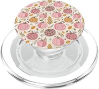 Cute Pink Plaid Pumpkin Pattern Trends for The Fall Season PopSockets PopGrip for MagSafe