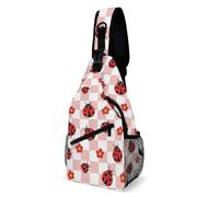 Cute Pink Plaid Red Ladybug Men Women Shoulder Backpack Small Shoulder Bags Lightweight Crossbody Backpack For Running Walking Workout