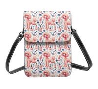 Cute Pink Poodle Print Small Crossbody Bags for Women, Small Purses Leather Cell Phone Cross Body Bag