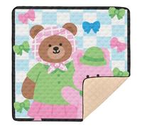 Cute Pink Rabbits and Bears Soft Padded Baby Play Mat for Indoor Outdoor Water Resistant foldablravel Play Mat for Babies Infants Toddlers, 50'' x 50''de actividades para
