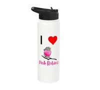 Cute Pink Robin Bird Australian Bird Watching Bird Lover Stainless Steel Insulated Water Bottle