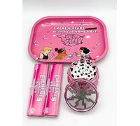 Cute Pink Rolling Tray with 2.5'' Grinder King Size Pink Rolling Paper Stoner Essential Gift