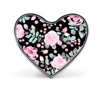 Cute Pink Rose Mix Leopard Lapel Pin Heart Metal Brooch Pin with Secure Pinback Fashion Button Badge for Clothing, Hats, Bags Decoration