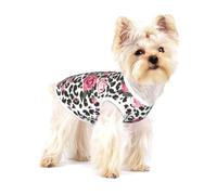 Cute Pink Rose Mix Leopard Pattern Cotton Sleeveless Dog Tee Shirt Pet Vest Apparel Printed Lightweight T-Shirts For Small