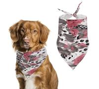 Cute Pink Rose Mix Leopard Pattern Dog Bandana Funny Triangle Dog Scarf Comfortable Pet Scarf Polyester Bib Handkerchief Soft Adjustable Puppy Bandanas Gift for Small to Large Girl Dog and Cat