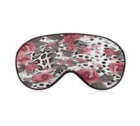 Cute Pink Rose Mix Leopard Pattern Eye Cover Breathable Comfortable Eyeshade Soft Skin Friendly Sleep Mask Party Night Blindfold with Fashion Adjustable Eye Mask for Night Sleeping Travel Nap