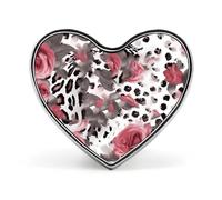 Cute Pink Rose Mix Leopard Pattern Lapel Pins Metal Heart Shape Lapel Pin Badge Minimalist Cute Heart Brooch Pin Fashion Funny Enamel Pins Brooch Badge for Jacket Backpacks Hats Bags