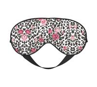 Cute Pink Rose Mix Leopard Pattern Night Mask Soft Reversible Eye Cover Adjustable Strap Light Blocking Comfortable Rest