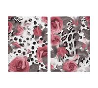 Cute Pink Rose Mix Leopard Pattern Passport Holder Travel Wallet Slim Minimalist Front Pocket Leather Credit Card Holder Passport Wallet Cover Case for Travel Must Haves Accessories