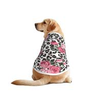Cute Pink Rose Mix Leopard Pattern Print Dog Vest, Soft Breathable Pet Shirt Clothes Sleeveless Fashion Apparel For Medium Large Breeds
