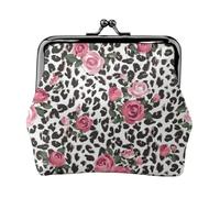 Cute Pink Rose Mix Leopard Pattern Printing Small Coin Purse, Lightweight Travel Wallet for Sightseeing Tours and Shopping Sprees