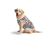 Cute Pink Rose Mix Leopard Patternprint Large Vest For Pets Apparel T-Shirt Breathable Lightweight Sleeveless Tank Top