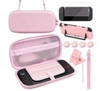 Cute Pink Sakura Carrying Case Set for Switch 2 2025,With Protective Case Cover+Screen Protector+4Pcs Thumb grip Caps, Switch 2 Hard Storage Case Accessories Kit for Girls Birthday Gift (Pink)