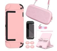 Cute Pink Sakura Carrying Case Set for Switch 2 2025,With Protective Case Cover+Screen Protector+4Pcs Thumb grip Caps, Switch 2 Hard Storage Case Accessories Kit for Girls Birthday Gift (Pink)