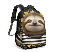 Cute Pink Sloth Rucksack, Cherry Blossom 42cm Backpack, Pastel Butterfly Rainbow School Bag with 360 Full Print, Dreamy Spring Illustration. (05)
