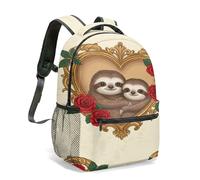 Cute Pink Sloth Rucksack, Cherry Blossom 42cm Backpack, Pastel Butterfly Rainbow School Bag with 360 Full Print, Dreamy Spring Illustration. (03)